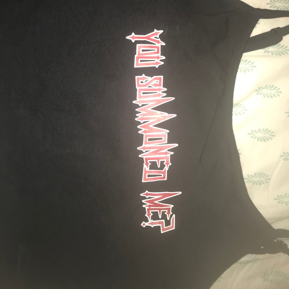 You summoned me dark crop top!
